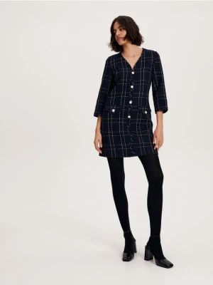 Reserved - Tweedowa sukienka mini - wielobarwny