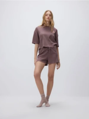 Reserved - Waflowa piżama dwuczęściowa - brązowy