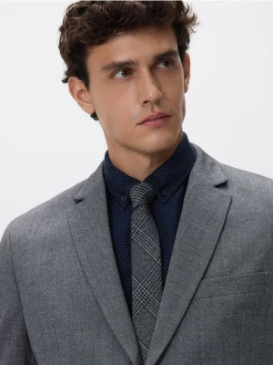 Reserved - Wąski krawat w kratę - ciemnoszary