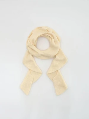 Reserved - Wąski szal z dodatkiem alpaki - kremowy