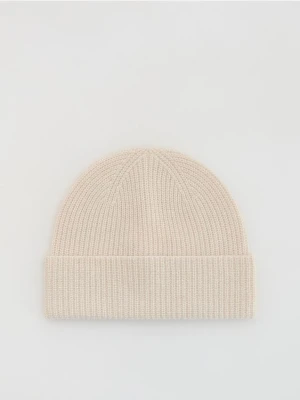 Reserved - Wełniana czapka z kaszmirem - złamana biel