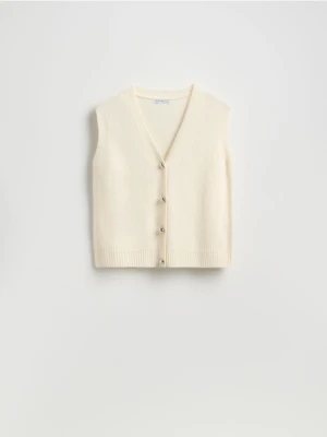 Reserved - Wełniana kamizelka - kremowy