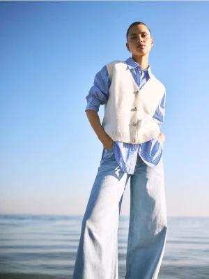 Reserved - Wełniana kamizelka - kremowy