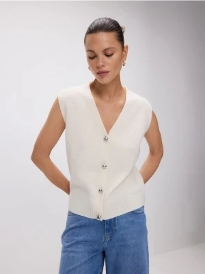 Reserved - Wełniana kamizelka - kremowy