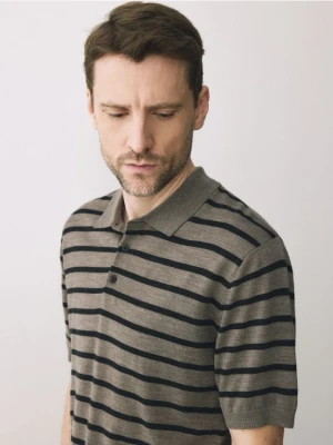 Reserved - Wełniana koszulka polo - brązowy