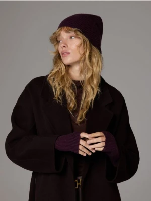 Reserved - Wełniane mitenki z dodatkiem kaszmiru - mahoniowy