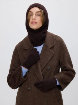 Reserved - Wełniane rękawiczki z kaszmirem - ciemnobrązowy