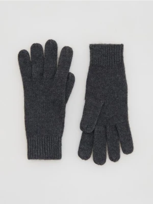 Reserved - Wełniane rękawiczki z kaszmirem - ciemnoszary