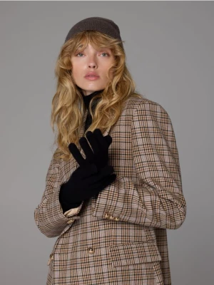 Reserved - Wełniane rękawiczki z kaszmirem - czarny