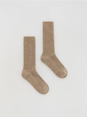 Reserved - Wełniane skarpetki z dodatkiem kaszmiru - beżowy