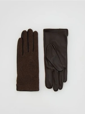 Zdjęcie produktu Reserved - Wełniano-skórzane rękawiczki - ciemnobrązowy