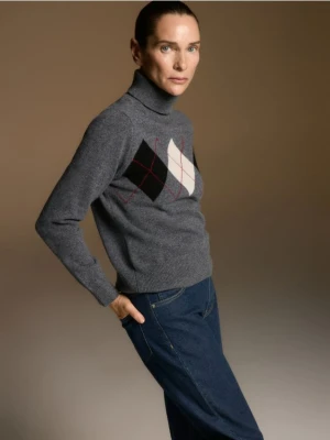 Reserved - Wełniany golf w romby - wielobarwny