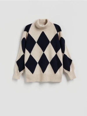 Reserved - Wełniany golf w romby - wielobarwny