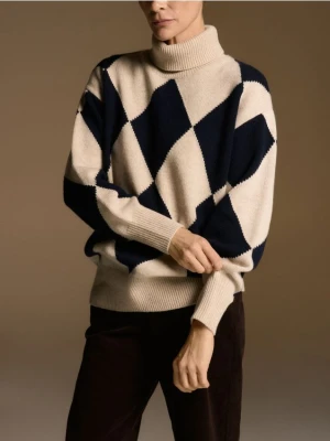 Reserved - Wełniany golf w romby - wielobarwny