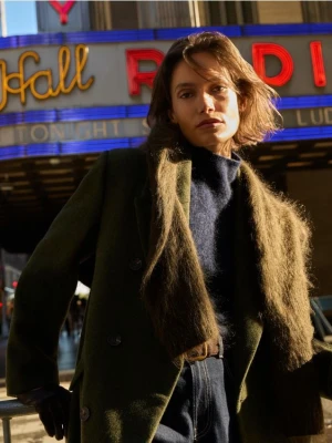 Reserved - Wełniany golf z dodatkiem kaszmiru - granatowy