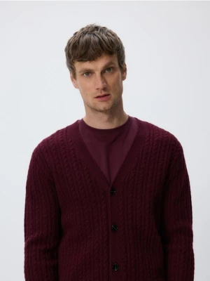 Reserved - Wełniany kardigan - bordowy