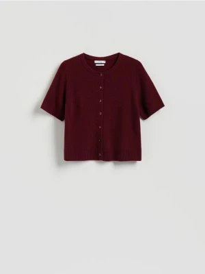 Reserved - Wełniany kardigan - bordowy