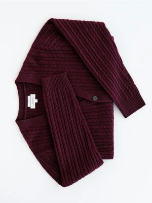 Reserved - Wełniany kardigan - bordowy