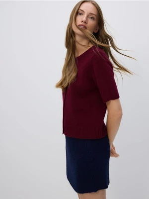 Reserved - Wełniany kardigan - bordowy