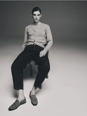 Reserved - Wełniany kardigan - brązowy