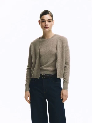 Reserved - Wełniany kardigan - brązowy