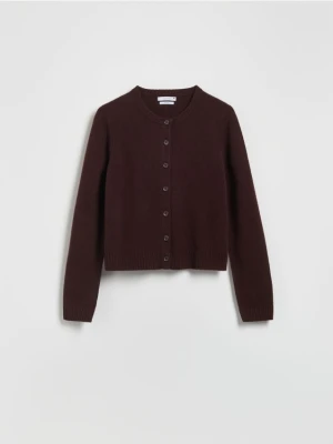 Reserved - Wełniany kardigan - ciemnobrązowy