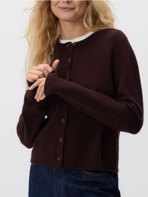 Reserved - Wełniany kardigan - ciemnobrązowy