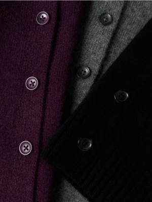 Reserved - Wełniany kardigan - ciemnofioletowy