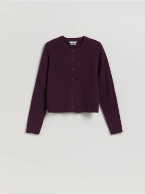 Reserved - Wełniany kardigan - ciemnofioletowy