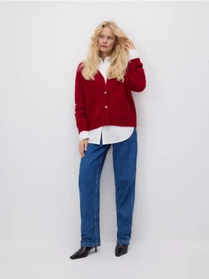 Reserved - Wełniany kardigan - czerwony