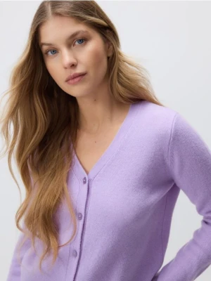 Reserved - Wełniany kardigan - fioletowy