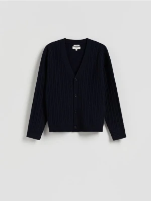 Reserved - Wełniany kardigan - granatowy