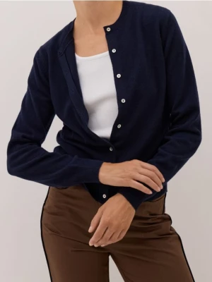 Reserved - Wełniany kardigan - granatowy