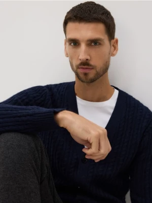 Reserved - Wełniany kardigan - granatowy