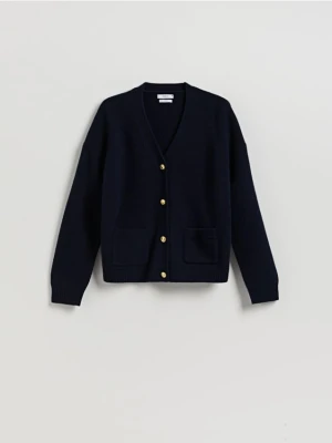 Reserved - Wełniany kardigan - granatowy