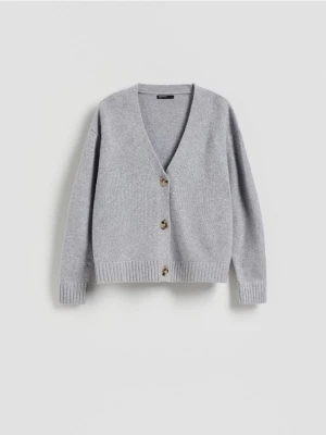 Reserved - Wełniany kardigan - jasnoszary