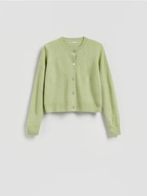 Reserved - Wełniany kardigan - jasnozielony