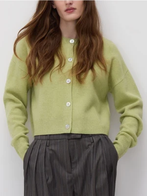 Reserved - Wełniany kardigan - jasnozielony