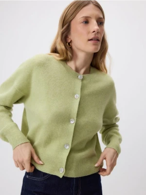 Reserved - Wełniany kardigan - jasnozielony