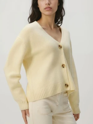 Reserved - Wełniany kardigan - jasnożółty