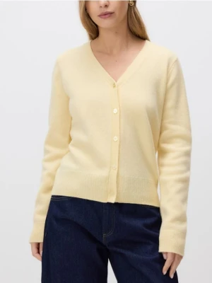 Reserved - Wełniany kardigan - jasnożółty