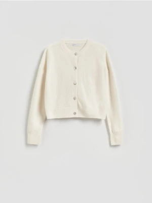 Reserved - Wełniany kardigan - kremowy
