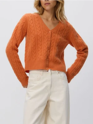 Reserved - Wełniany kardigan - pomarańczowy