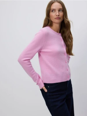 Reserved - Wełniany kardigan - różowy