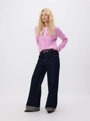 Reserved - Wełniany kardigan - różowy