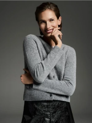 Reserved - Wełniany kardigan - szary