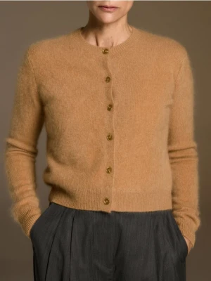 Reserved - Wełniany kardigan z dodatkiem kaszmiru - beżowy