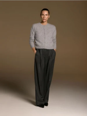 Reserved - Wełniany kardigan z dodatkiem kaszmiru - jasnoszary