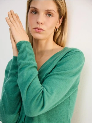 Reserved - Wełniany kardigan - zielony