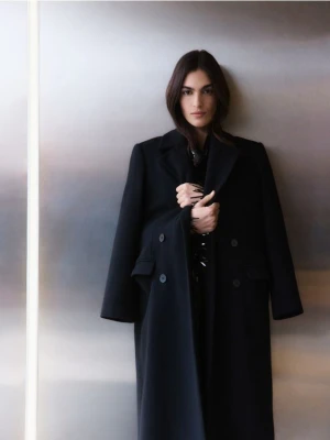 Reserved - Wełniany płaszcz - czarny